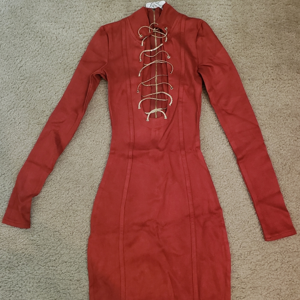 Oh Polly! Long sleeve Suede dress UK size 4 US 0